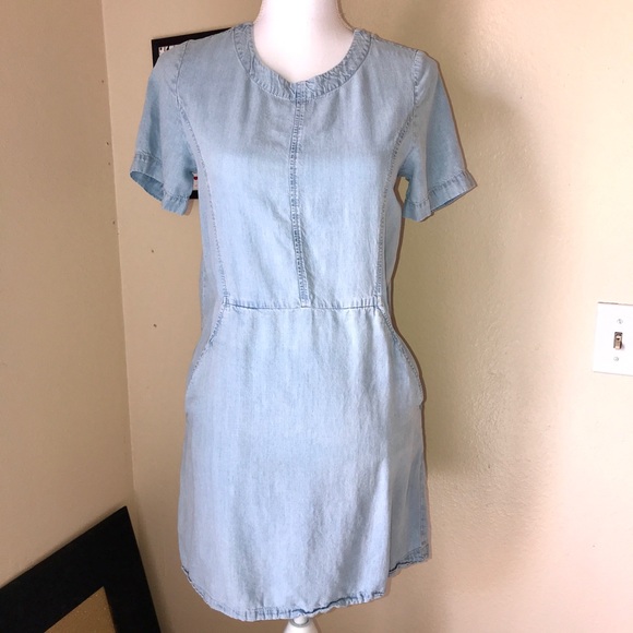 Chambray Sheath Dress with Pockets size 4 - Picture 2 of 7